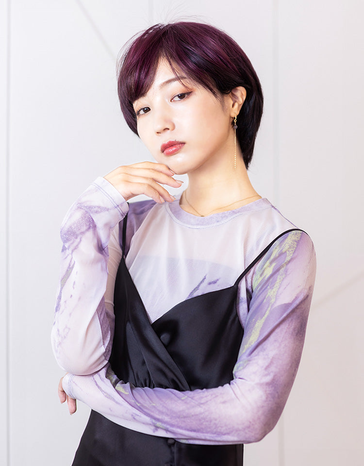 【ヘアスタイルコレクション】REMY人毛100%アンブレラショート 着用カラー:ヴァージンカラー×ボルドークレール(VGC-BRC)