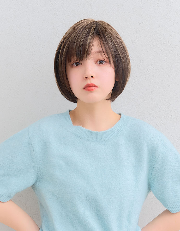 【ヘアスタイルコレクション】天使のエンファシスハイライト ダークブラウン×クロムイエローを着用したモデル写真