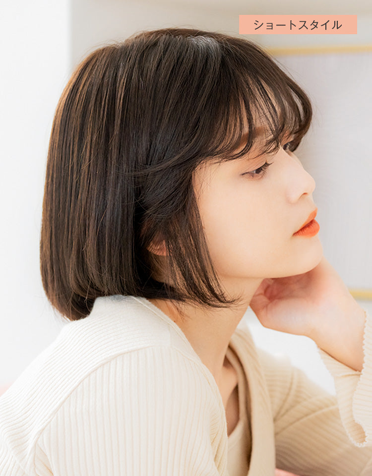 REMY人毛100%天使の月満ちるベースミディ ショートスタイル モデル着用