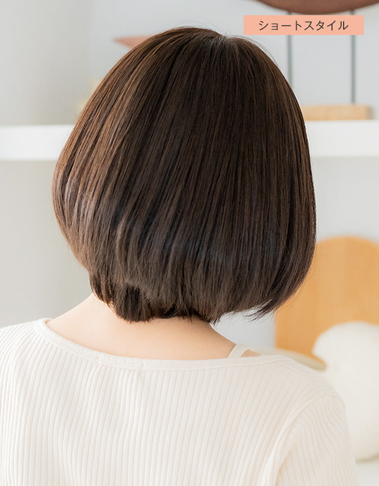 REMY人毛100%天使の月満ちるベースミディ ショートスタイル モデル着用