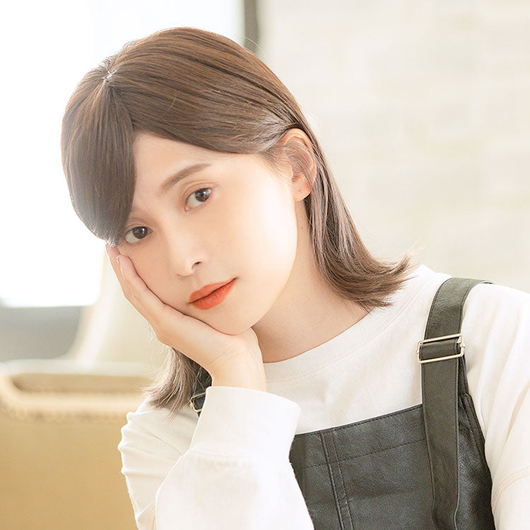 ヘアピースワイド リッチカール 人毛MIX
