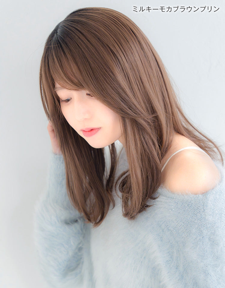 リネアストリア　「天使のPlumミディ」　チョコブラウン 天使のPlumeミディ フルウィッグ ミディアム｜リネアストリア