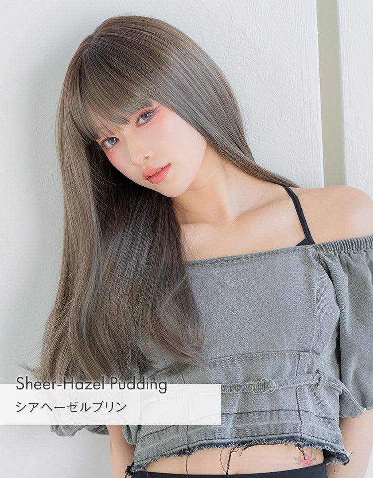 HEART BEAT ロングストレート シアヘーゼルプリンを着用したモデル