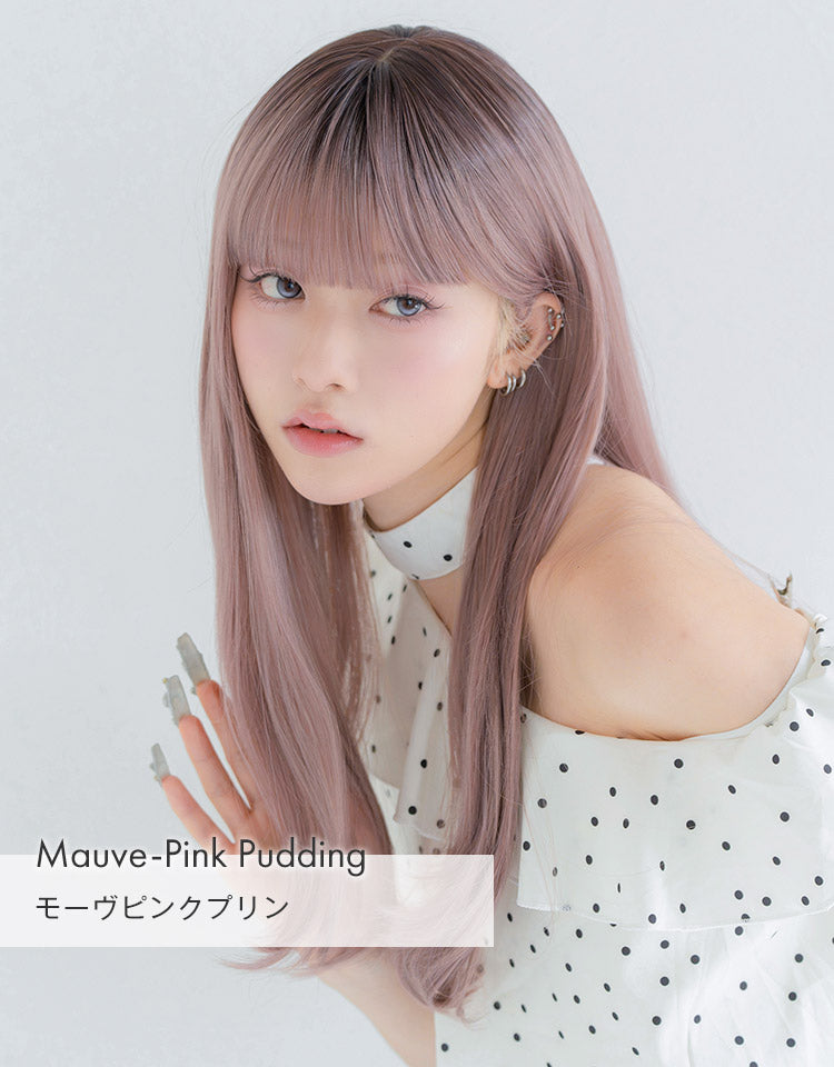 HEART BEAT ロングストレート モーヴピンクプリンを着用したモデル