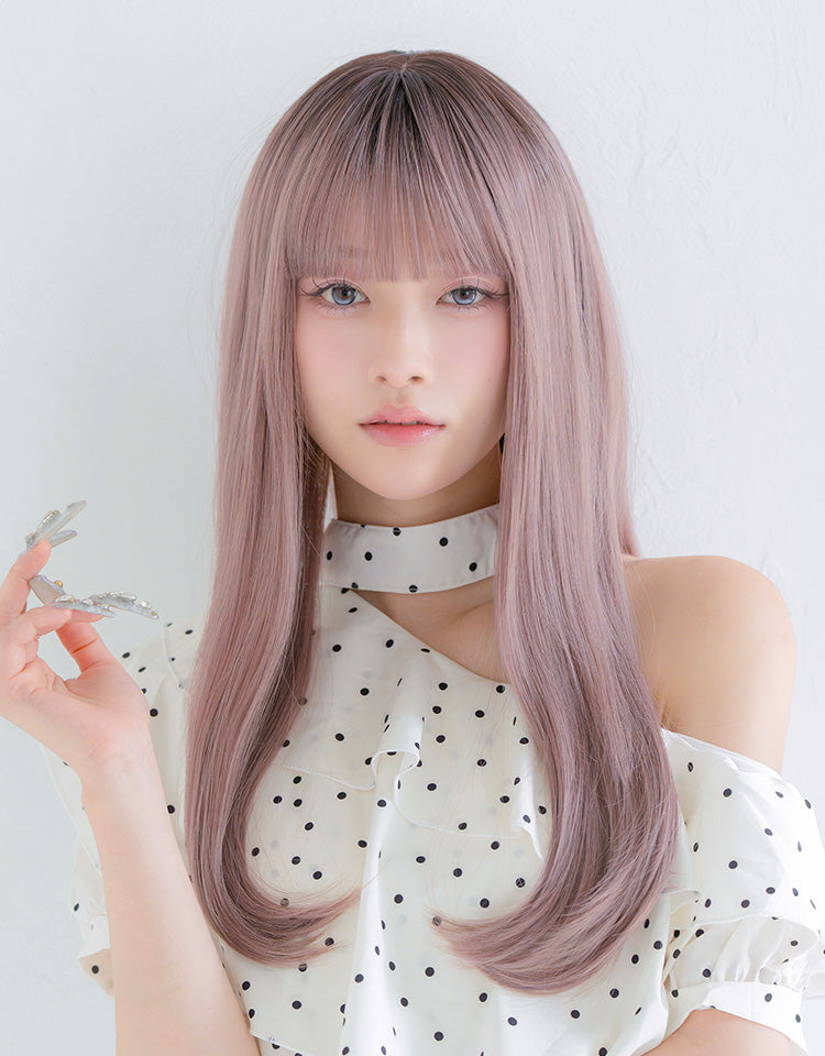HEART BEAT ロングストレート モーヴピンクプリン