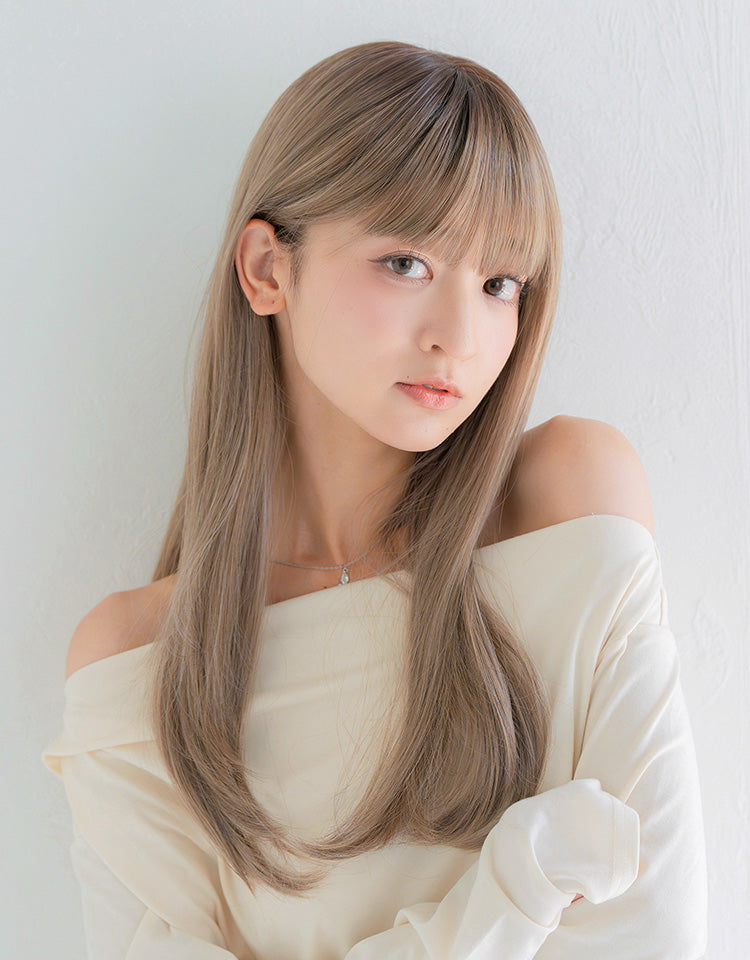 HEART BEAT ロングストレート グレージュプリン