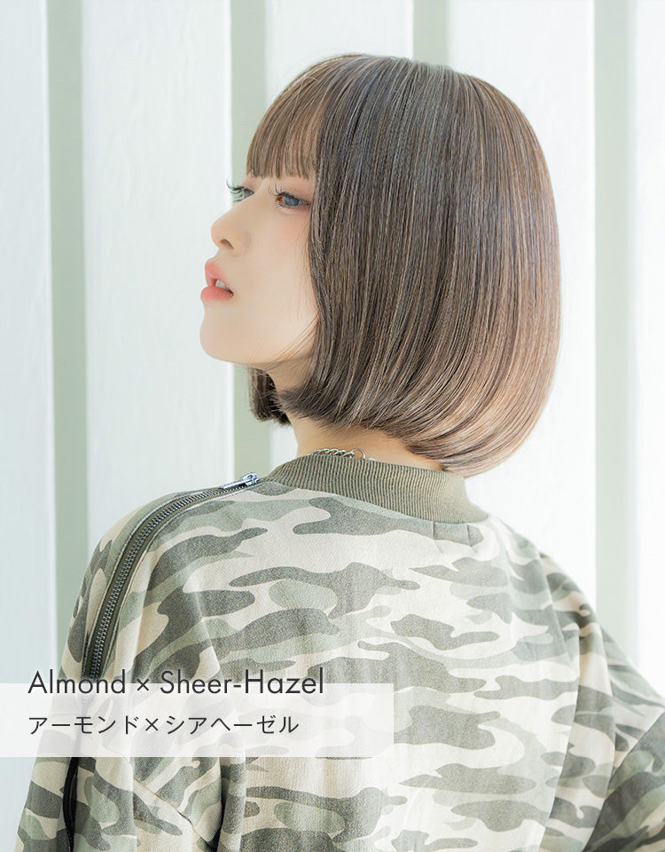 HEART BEAT ショートボブ アーモンド×シアヘーゼルを着用したモデル