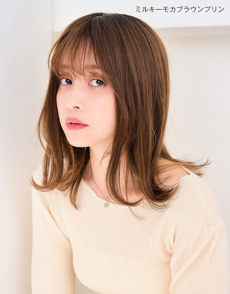 ヘアピース natural前髪ロングplus
 モデル着用 ミルキーモカブラウンプリン