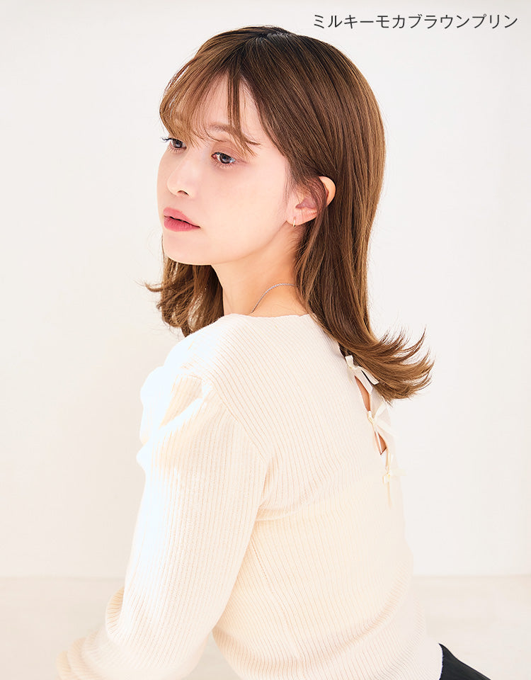 ヘアピース natural前髪ロングplus
 モデル着用 ミルキーモカブラウンプリン