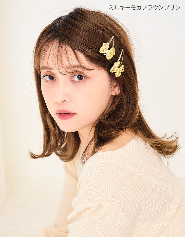 ヘアピース natural前髪ロングplus
 モデル着用 ミルキーモカブラウンプリン