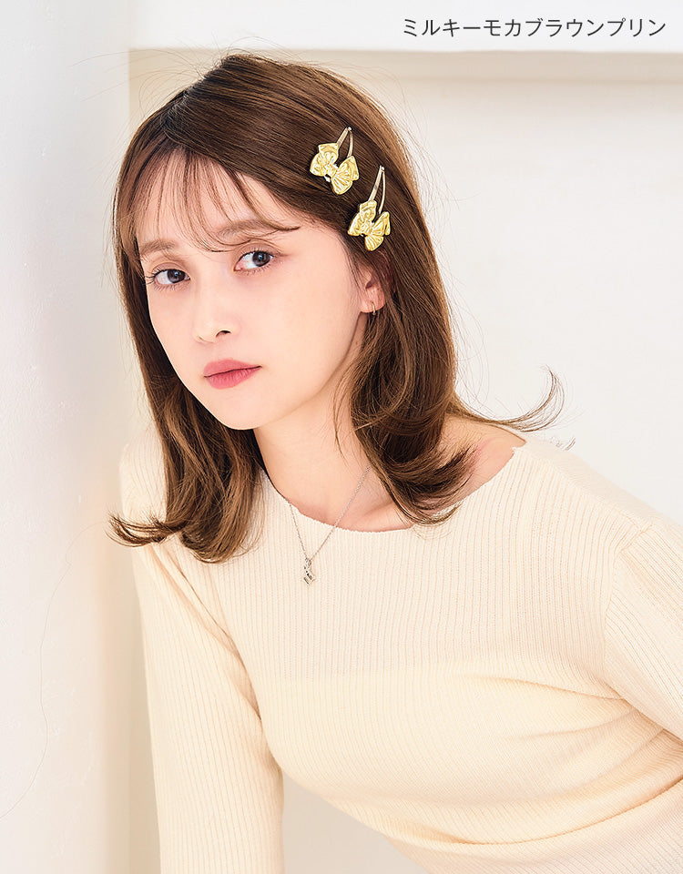 ヘアピース natural前髪ロングplus
 モデル着用 ミルキーモカブラウンプリン