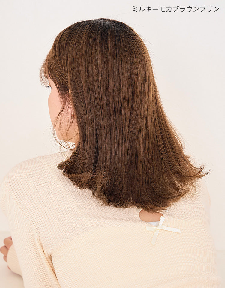 ヘアピース natural前髪ロングplus
 モデル着用 ミルキーモカブラウンプリン