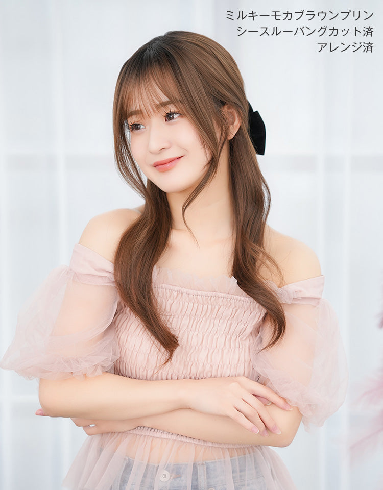 ヘアピースワイドレースフロントナチュラルロング シースルーバングカットとアレンジ済み