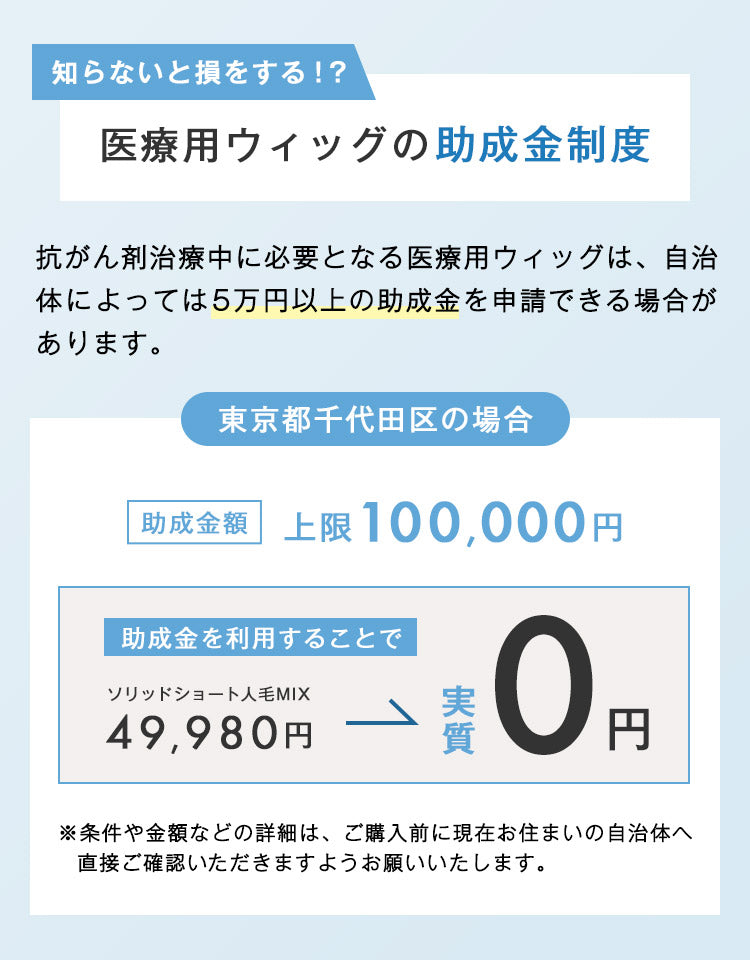 医療用ウィッグの助成金制度