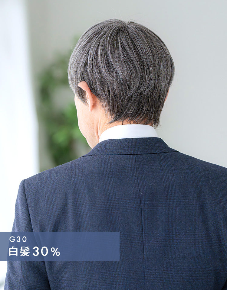 エリートショート人毛MIX 白髪%30着用モデル バック