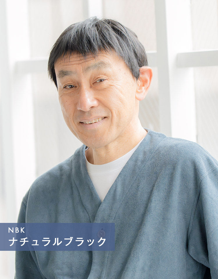 ジェントルショート人毛MIX ナチュラルブラック着用イメージ