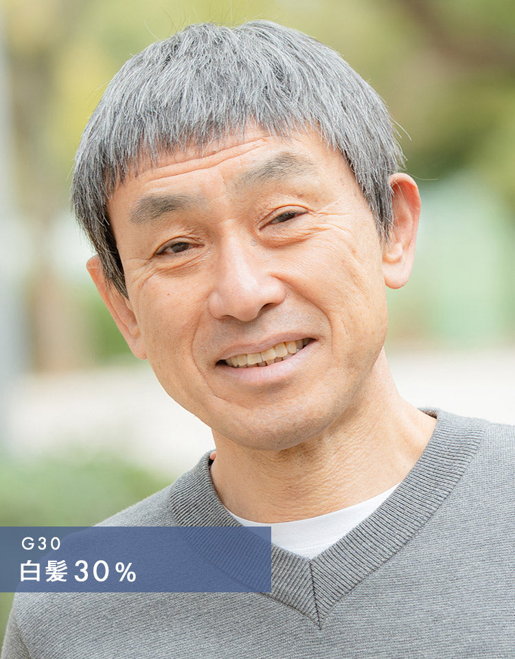 ジェントルショート人毛MIX 白髪30%着用イメージ