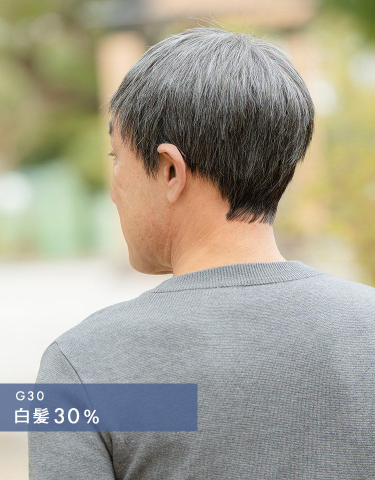ジェントルショート人毛MIX 白髪30%着用イメージ バック