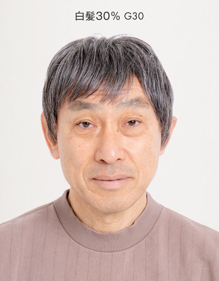 カームショート人毛MIX 白髪30%着用イメージ