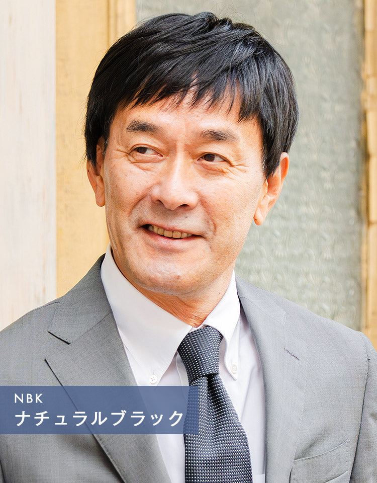 クリーンショート人毛MIX ナチュラルブラック着用イメージ