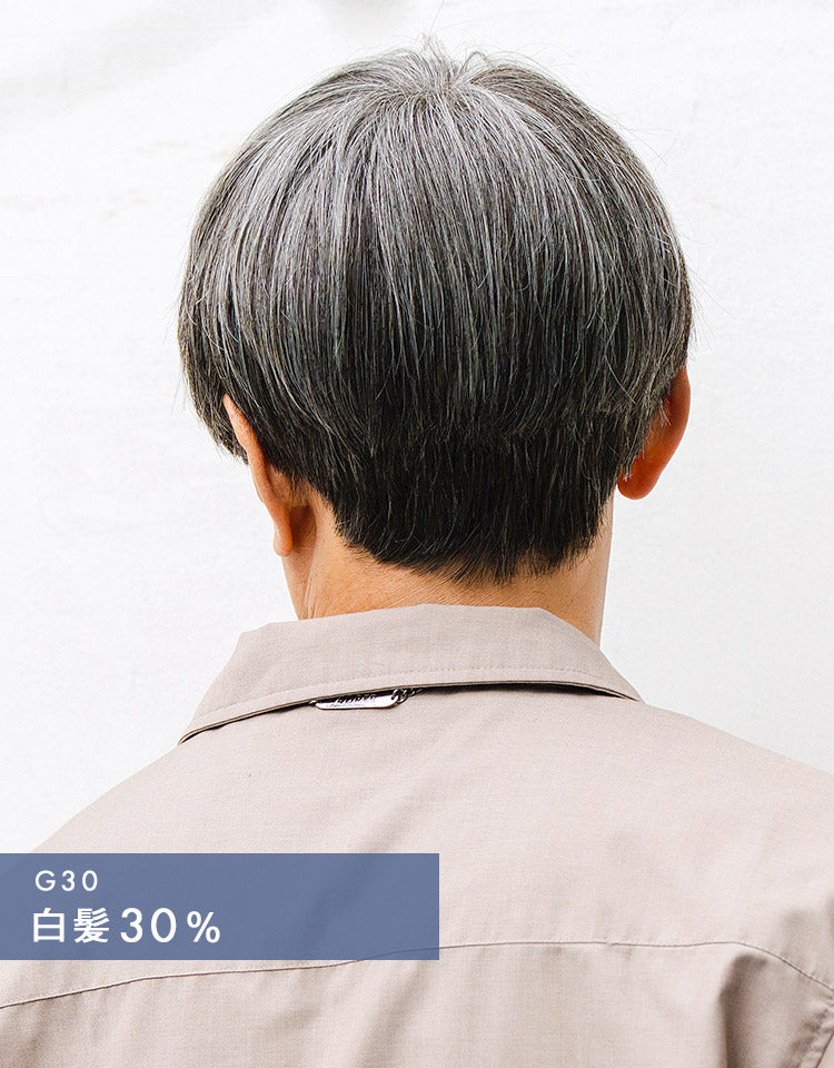 フォルムショート人毛MIX 白髪30%着用イメージ バック