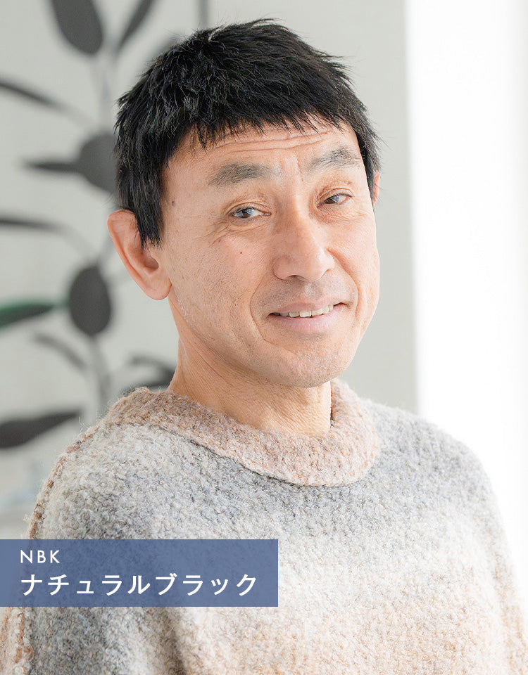 シャープショート人毛MIX ナチュラルブラック着用イメージ