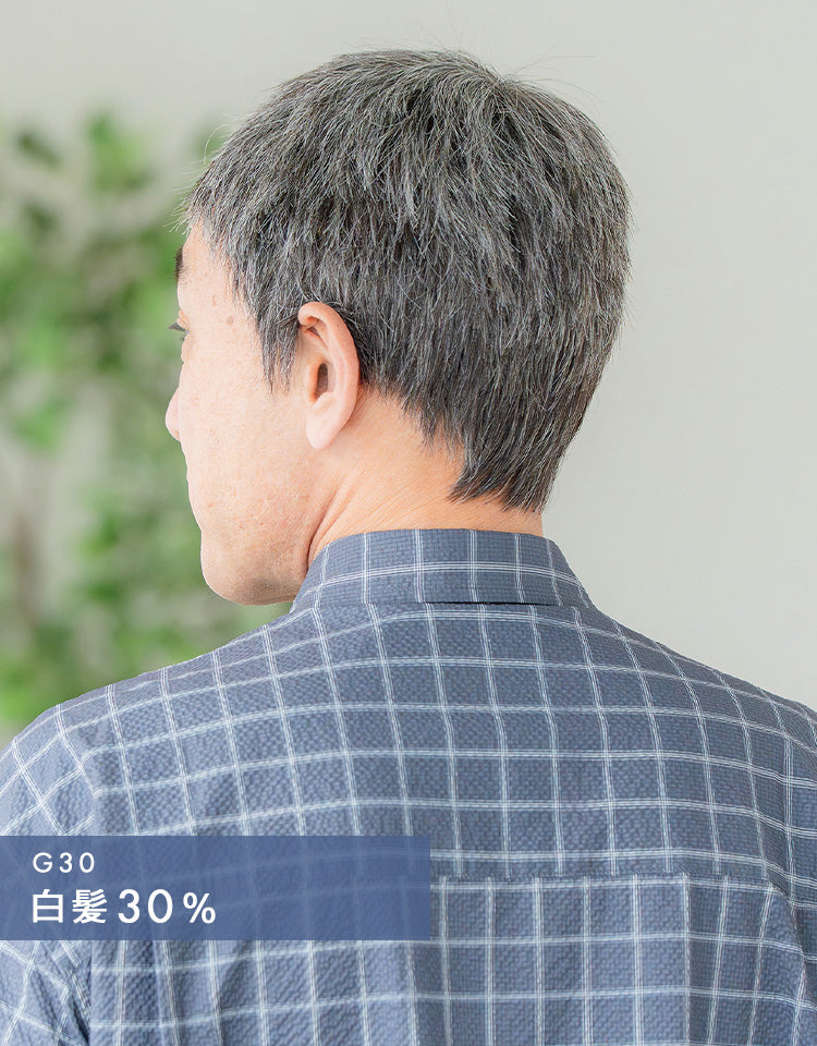シャープショート人毛MIX 白髪30%着用イメージ