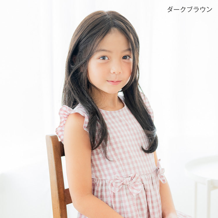 天使のベースウィッグ人毛MIX ダークブラウンを着用したモデル写真