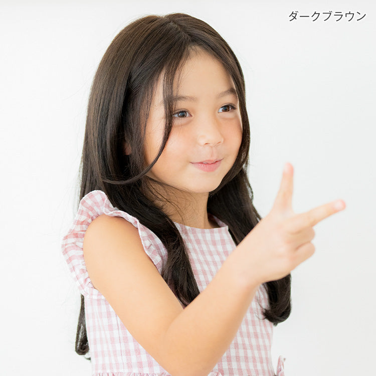 天使のベースウィッグ人毛MIX ダークブラウンを着用したモデル写真