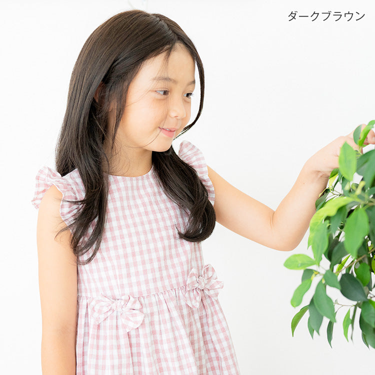 天使のベースウィッグ人毛MIX ダークブラウンを着用したモデル写真