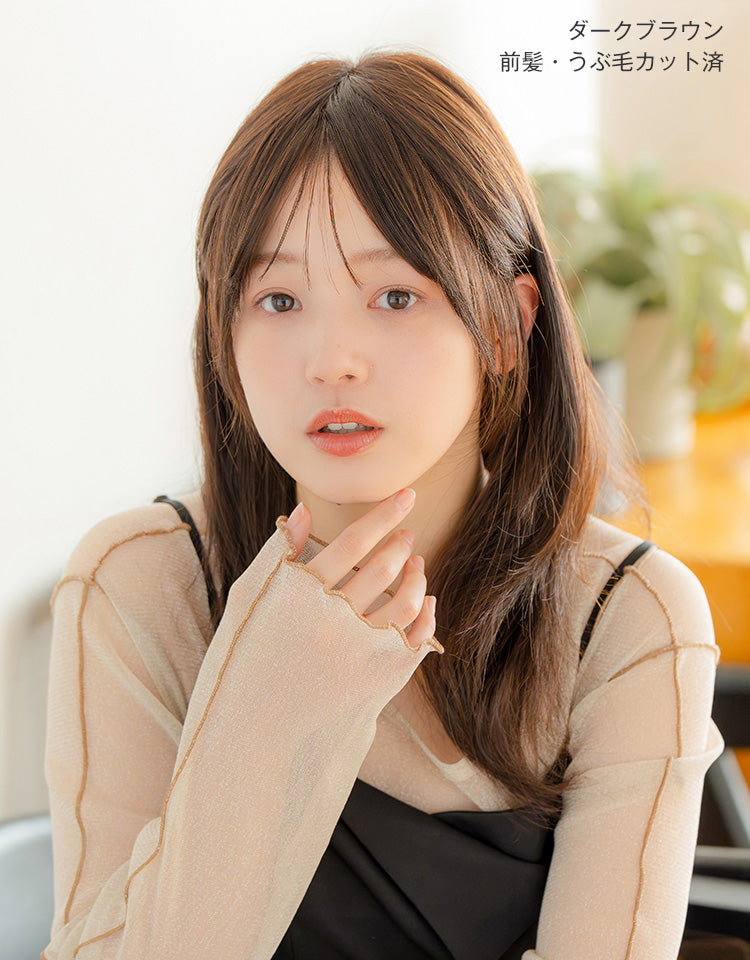 REMY人毛100%天使の月満ちるカルムレイヤー 前髪・うぶ毛カット済の着用イメージ