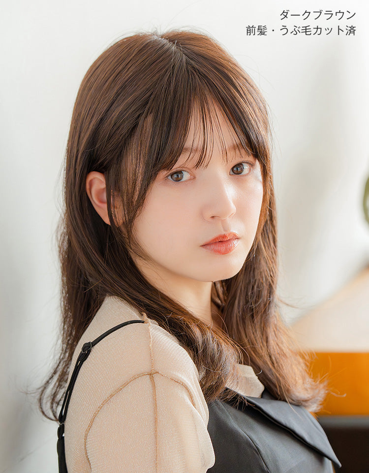 REMY人毛100%天使の月満ちるカルムレイヤー 前髪・うぶ毛カット済の着用イメージ