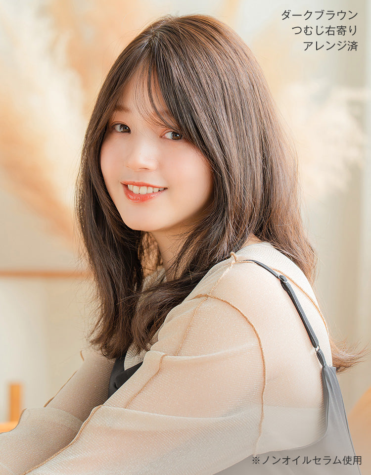 REMY人毛100%天使の月満ちるカルムレイヤー つむじ左寄り アレンジ済み着用イメージ