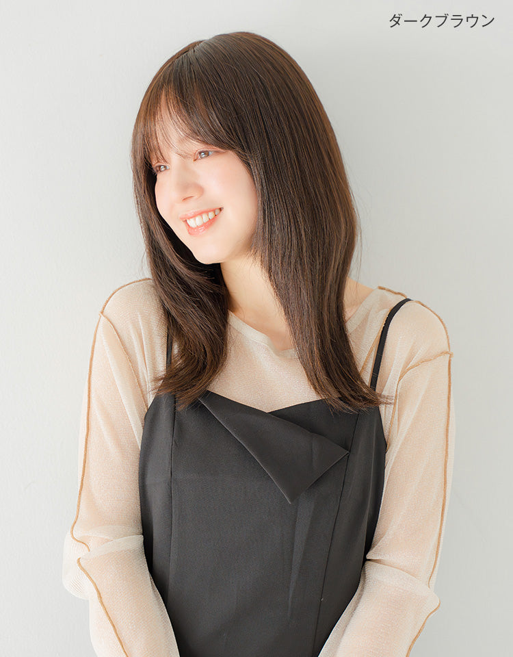 REMY人毛100%天使の月満ちるカルムレイヤー ダークブラウン着用モデル