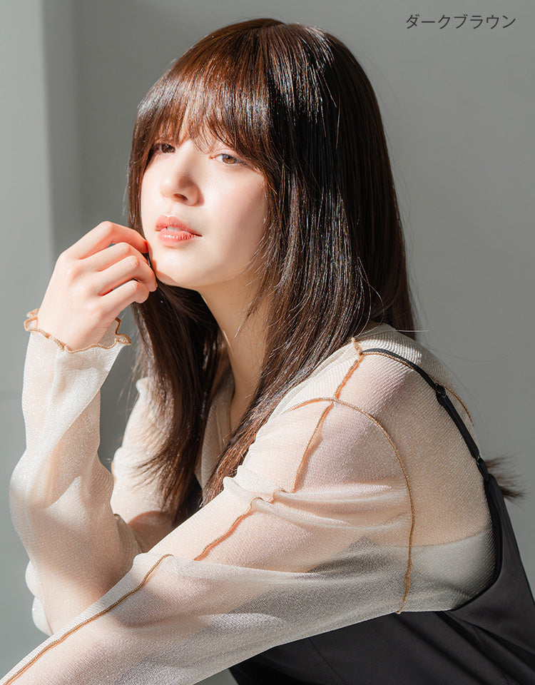REMY人毛100%天使の月満ちるカルムレイヤー ダークブラウン着用モデル