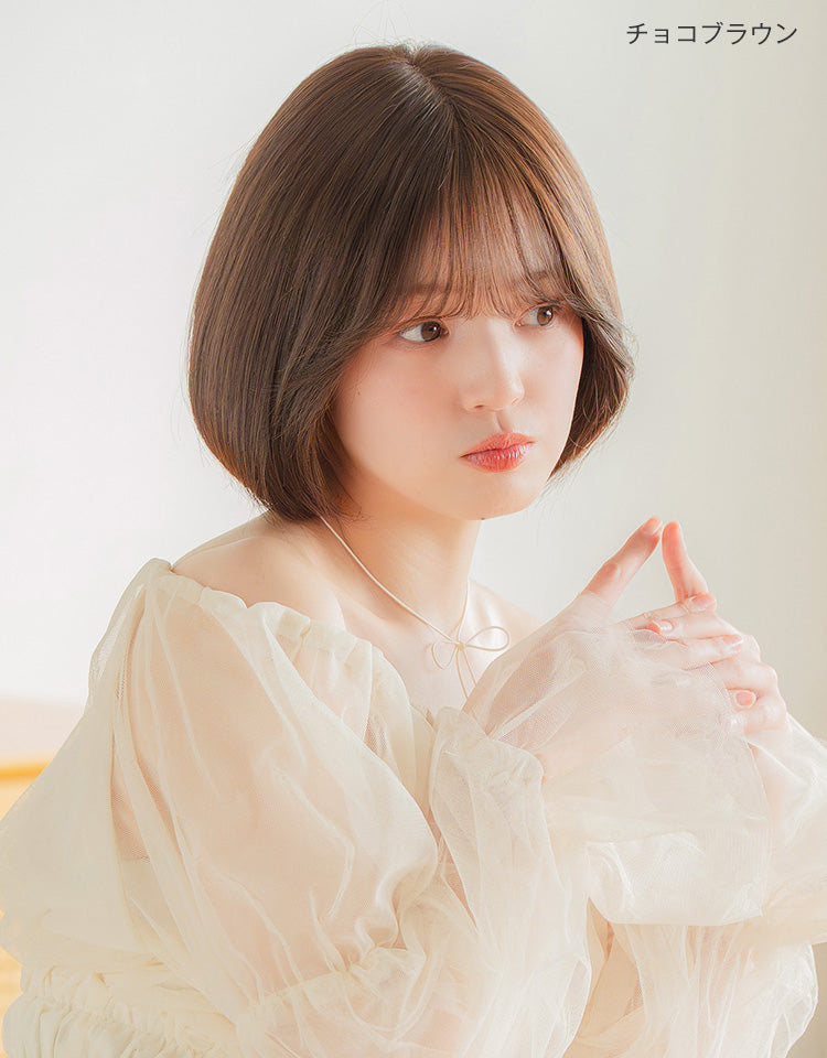 REMY人毛100％ 天使の月満ちるウブショート チョコブラウン着用モデル