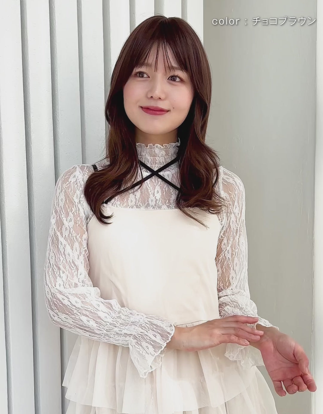 つむじ付き前髪ウィッグ_フェイスカール人毛MIXの着用動画